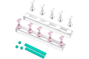 Lilbitty Lot de 2 présentoirs à ongles en acrylique - Support magnétique pour ongles - Avec pâte adhésive réutilisable - Pour faux ongles - Outil de manucure