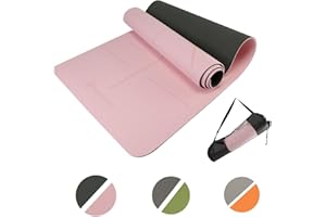 PERPETUAL® Esterilla de Yoga y Pilates de 6mm TPE - Mat Antideslizante - Con Correa y Bolsa de Transporte - Colchoneta Gruesa y Plegable - Hombre/Mujer - Fitness en Casa