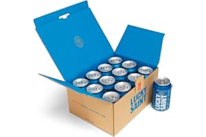 LUCKY SAINT Alcohol Free Beer - Unfiltered Lager, Case of 12 x 330ml, 0.5% Cans | Vegan, 53 Calories Per Lager | 4 Ingredients: Pilsner Malt, Hallertau Hops, Water & Yeast | Non Alcoholic Gifts