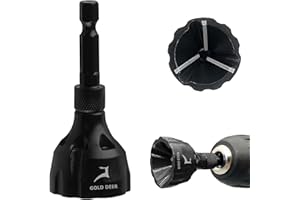 GOLD DEER Heavy-Duty Deburring Chamfer Tool with Sharp Tungsten Carbide Blades Fast Hex Shank Deburr Drill Bit External Burr Removal for Metal Rod Bolt Pipe 3D Printing PVC in 1/8" to 3/4" Diameter