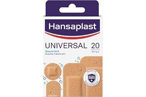 Hansaplast Universella plåster (20 remsor), smuts- och vattenavvisande sårplåster, plåsterset med stark vidhäftningsförmåga och bakterisköld