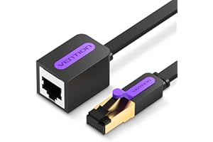 Vention 2M Rallonge RJ45 Cable Ethernet CAT 7 Réseau Câble Extension Mâle à Femelle 10Gbps 600MHz, Compatible avec PC, Panneau de Brassage, TV Box, Imprimante Réseau, Modem, Switch Ethernet