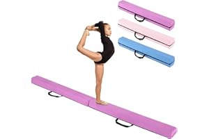 HOMFME Poutre Gymnastique Pliable 210 CM en Mousse, avec Surface en Daim, Poutre d’Équilibre Intérieur Amovible Transportable avec Poignée, Patin Antidérapant, Idéal pour Débutants, Enfants