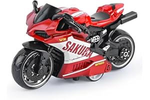 OCDSLYGB Kids PVC Pull-Back Street Machine Model Motorbike - Red, 3 Years +