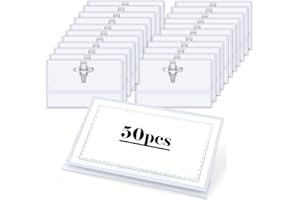 GOPAW 50er PackTransparent Namensschilder,Namensschilder für Kleidung Clip und Anstecknadel integriert 90mm x 56 mm,Für Schulen,Touren,Veranstaltungen, Kreuzfahrten, kleine Unternehmen