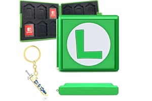 DOEPEBAE Estuche de Tarjetas de Juego para Nintendo Switch, Estuche Portátil y Rígido Estuche de Almacenamiento de Juegos con 12 Ranuras para Tarjetas, con Espada Llavero Regalo (Luigi L)
