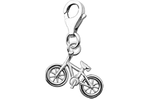 Quiges Charm Pendentif Breloque avec Fermoir Femme Plaqué Argent Bicyclette 3D