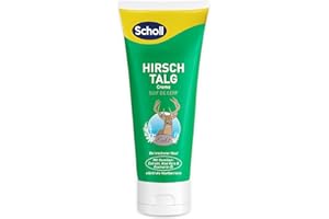 Scholl Hirschtalgcreme 100 ml - Fußcreme gegen Hornhaut und Feuchtigkeitscreme für Hände und Füße, Fußpflege für trockene Haut mit Kamille, Aloe Vera und Rosmarinöl, Hautglättend, PH-Hautneutral