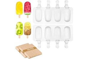 Atuoxing Eisformen Silikon, 2 Stück EIS am Stiel Formen, Eiscreme Gefrorenes Dessert, Wiederverwendbar DIY Eisform mit 100 Holzstielen, für Einfrieren von Obst oder Joghurt Stieleis