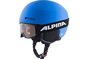 ALPINA ZUPO Set (+Piney) Casco de esquí, Unisex-Niños, Blue Matt, 51-55 cm