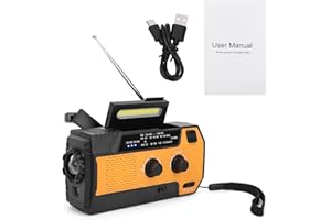 VISLONE Radio d'urgence,Radio Solaire AM/FM avec Dynamo à manivelle, Chargeur USB Rechargeable 4000 mAh, Alarme SOS et Lampe Torche LED, idéale pour la Maison, Le Camping et la randonnée