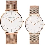 Kubagom Reloj de Cuarzo para Mujer Hombre Banda Malla Acero Inoxidable Ultra Delgado