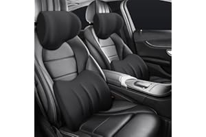 FUXNGZI Ergonomische Kopfstütze und Lendenkissen für Autositze, Auto Nackenkissen, Weichheit Auto Kopfstütze zum Fahren mit Atmungsaktiver Abnehmbarer Abdeckung (Schwarz, Kopfstütze)