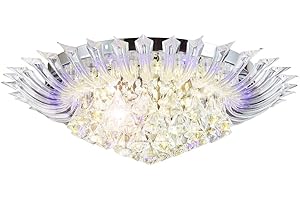 ‎LEWIMA Led Farbwechsel Kristall Deckenleuchte, Deckenlampe Leuchte Lüster für Wohnzimmer, Ø60cm Durchmesser 6x G9 inkl. Led Leuchtmittel und Fernbedienung