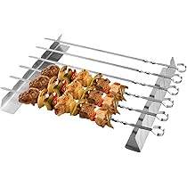 Spiedini In Acciaio Inox Per Barbecue - 20 Pezzi Riutilizzabili Da 20cm Con Manico Ad Anello - Foto 4