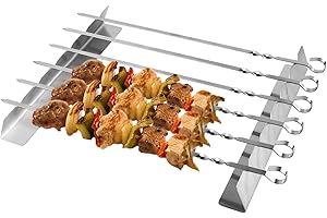 Hydrogarden Supporto per Spiedini Barbecue, Spiedini per Barbecue Cornice, Spiedini per Griglia Kabob Supporto, Spiedini in Acciaio Inossidabile, Spiedini per Griglia Lunghi, Spiedini per Kebab