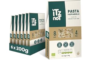 iTz noT jusT PAPPARDELLE (Pack of 6, 200g Each) Ready cooked, Shirataki, Moyu, Konjac Plant Fibre Pasta, Low Carb, & No Added Preservatives, Healthy, Gluten Free, Gut Health. 100% Natural