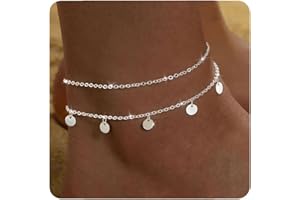 ZHESHY Lot Bracelets de Cheville Or Argent pour Femme Multirang Réglables Chaine Cheville Perles 18 Carats Plaqué Or avec Cœur Croix Paillettes CZ Accessoires Été Chaine de Pied Bijoux Femme Fille