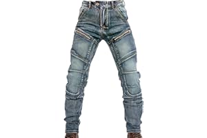 MANYMANY Jeans da Moto per Uomo Pantaloni da Moto protettivi per Jeans, Blu, S/M/L/XL/2XL/3XL