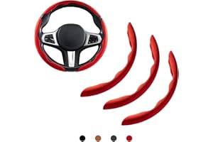 AOTOYOU Lenkradbezug Auto Anti Rutsch Lenkradabdeckung Suede Universal Lenkradhülle Lenkrad Abdeckung Lenkradschoner Rot 15 Zoll
