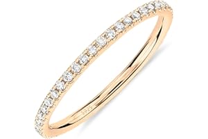 PAVOI 14K Gold Plated Sterling Silver CZ Simulated Diamond Stackable Ring Eternity Bands for Women