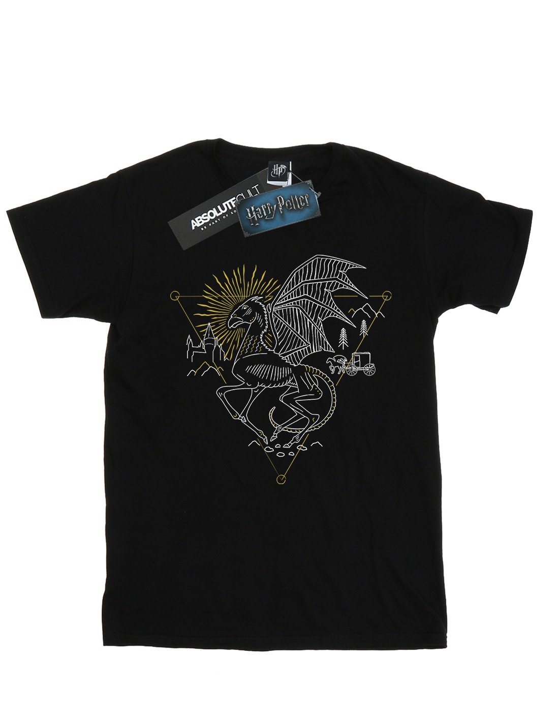 Harry-Potter-Damen-Thestral-Line-Art-Boyfriend-Fit-T-Shirt-Schwarz-Medium