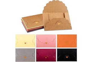 AIPAIDE 42 PCS Gift Card Envelopes Coloured Pearlescent Paper Mini Envelopes with Bronzing Heart Clasp for Gift Credit Card Christmas Birthday Invitation Thanksgiving(7 Colors)