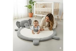 RUGUIES-Tappeto Morbido Bambini Imbottito- Tappettone Alto spessore per Neonato-Copertina per Gattonare e da Gioco per asilo- Dono di Nascita- Baby Shower- Ipoallergenico-Taglia XL