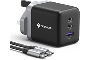 NOVOO 100W USB C Charger - Compact GaN Fast Charger for MacBook Pro/Air, PD & PPS Supported, 3-Port USB C & A with 100W Cable, Compatible with Laptop, iPhone, Samsung Galaxy Phone, Power Banks