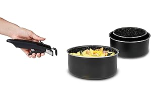 Sitram 713493 Lot de 3 Casseroles Aluminium pressé Ø 16/18/20 cm - Revêtement intérieur anti-adhésif sans PFOA - Intérieur effet Pierre - manche amovible SITRAMOVIBLE - Tout feux dont induction