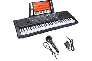 Gziztx 61 Keyboard Piano Tragbares Elektronisches Digital Keyboard mit Notenständer, Tasten, Lautsprechern, 16 Töne, 10 Rhythmen, 6 Demos, 8 Percussions, für Anfänger und Kinder