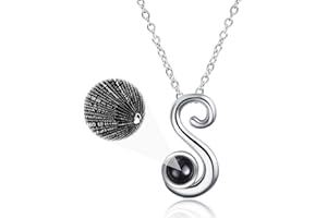 WINNICACA Letter Chain A-Z Women's Sterling Silver 925 Projection Necklace Pendant with 100 Languages I Love You Jewellery Birthday Gift for Women