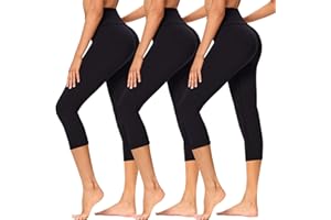 TNNZEET 3er Pack Capri Leggings Damen 3/4 für Sport, 7/8 Leggins High Waist Hose Sporthose für Gym Yoga