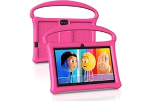 BAKEN Kids Tablet for Toddlers 7 inch Android Tablets 4GB(2+2)+32GB, WiFi, GMS, IPS, Google Plays, Games, with Parental Control, Learning Educational Toddler Tablets with Silicone Case（Pink）