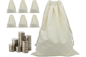 Belinlen 6 Pack 12x17” Coin Deposit Change Transit Bags Canvas Bank Coin Money Cash Bag Sacks with Drawstring Heavy Duty Sacks