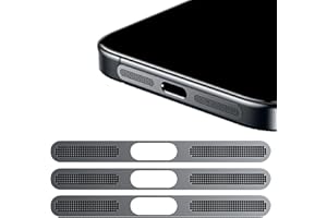 GIOPUEY Mesh Anti Dust Metal Sticker for iPhone 12 Pro MAX, 3 Pack Integrated Protective Speaker and Charging Port - Black