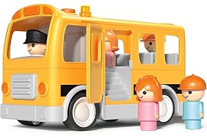 WANBORNS School Bus Toys for Toddlers Boys and Girls, Kids Car Toys with Light and Sound, Birthday Gifts for 18 Months 2 3 4 5 Years Old Boys