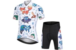 Amur Leopard Traje Maillot Ciclismo Niño Conjunto Ciclismo Camiseta Manga Corta y Shorts de Dibujos Animados Respirable de Secado Rápido