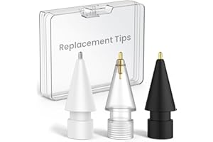 ‎DELIDIGI Delidigi 3 Pack Spitzen Ersatz für Apple Pencil 1. Generation / 2. Generation/USB C, Verschleißfest Feiner Präziser Steuerstift wie Federn für Apple Pencil (Weiß+Transparent+Schwarz)