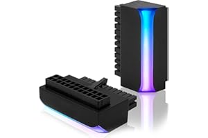 HALOULENI ATX 24 Pin 90 Degree Connector Adapter 5V 3 Pin ARGB Motherboard Power Supply Cable Steering Head DIY Mounting Accessories for Computer Motherboard ATX Power Supply