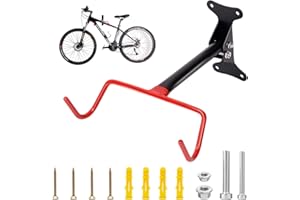 Yauhar 1 Pack Bike Wall Mount Hanger with Mounting Screws, Horizontal Foldable Bicycle Indoor Storage Rack, Cycling Mounted Hooks for Mountain, Road, Hybrid Bikes in Garage or Home