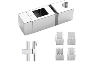 KEYQUEEN Adjustable Shower Bracket, 360° Angle Adjustment Rectangular Slider Bar Holder Shower Head Slider Rail Holder for Any Rail Rectangular Rails Lifting Rods (18x30, 22x22, 25x25, 30x15mm)