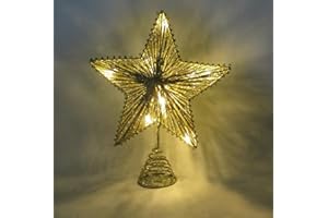 Christmas Concepts® 10 "Gold Springy Star mit warmweißen weißen Lichtern - Christbaumspitzen-Stern/Weihnachtsdekoration