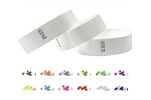 QUBIBAND Pulseras de identificación Tyvek 19 mm, 10.000 piezas, Pulseras para eventos (blanco, 10 000 Pack)