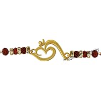 Mahi Brown, White Gold Plated OM with Rudraksha Rakhi-Rakshabandhan for Men