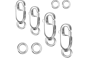 FOZUANEI 4PCS Silver 925 Lobster Claw Clasps, Solid Sterling Clasps, Necklace Bracelet Clasp, Extension Connector for Jewelry Making, Keychains, Art Crafts, DIY Lanyard, Key Charm (10mm/12mm, Silver)