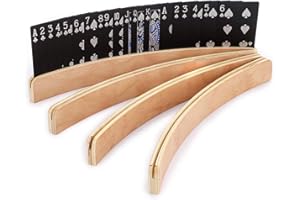 SUMNACON 4 x Spielkartenhalter 33 cm Spielkartenhalter Ständer gebogen Holz Kartenorganizer für Erwachsene, Senioren, Kartenspiel Zubehör für Brücke, Go Fish, UNO