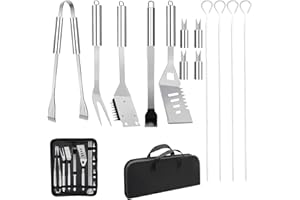 MOMTEND BBQ Accessories, 13pcs Professional BBQ Tools Set Stainless Steel BBQ Utensils Set with Storage Bag, Easy to Carry, BBQ Set for Travel, Camping, Outdoor, Barbecue Accessories Kit for Men Women Gift