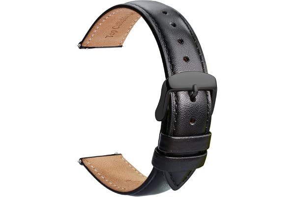 TStrap Montres Bracelets Cuir 20mm - Remplaçable Souple Marron à Dégagement Rapide - Bracelet de Montre intelligente pour Hommes Femmes avec Boucle à Ardillon - 14mm 16mm 18mm 19mm 21mm 22mm 23mm 24mm