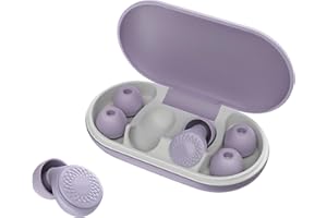 IKG Tapones Oidos Ruido Dormir,45 dB,suaves y reutilizables,protección auditiva con 8 auriculares en 4 tamaños (XS/S/M/L),y bolsa de transporte,para dormir,conciertos,trabajo,estudio,viajes,púrpura pálido